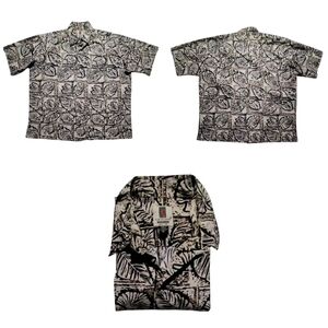 Vintage Tori Richard Designer Shirt Men's XL Black Cream Short Sleeve Button Up